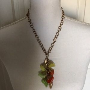 Vintage stone brass toned 20 inch necklace
